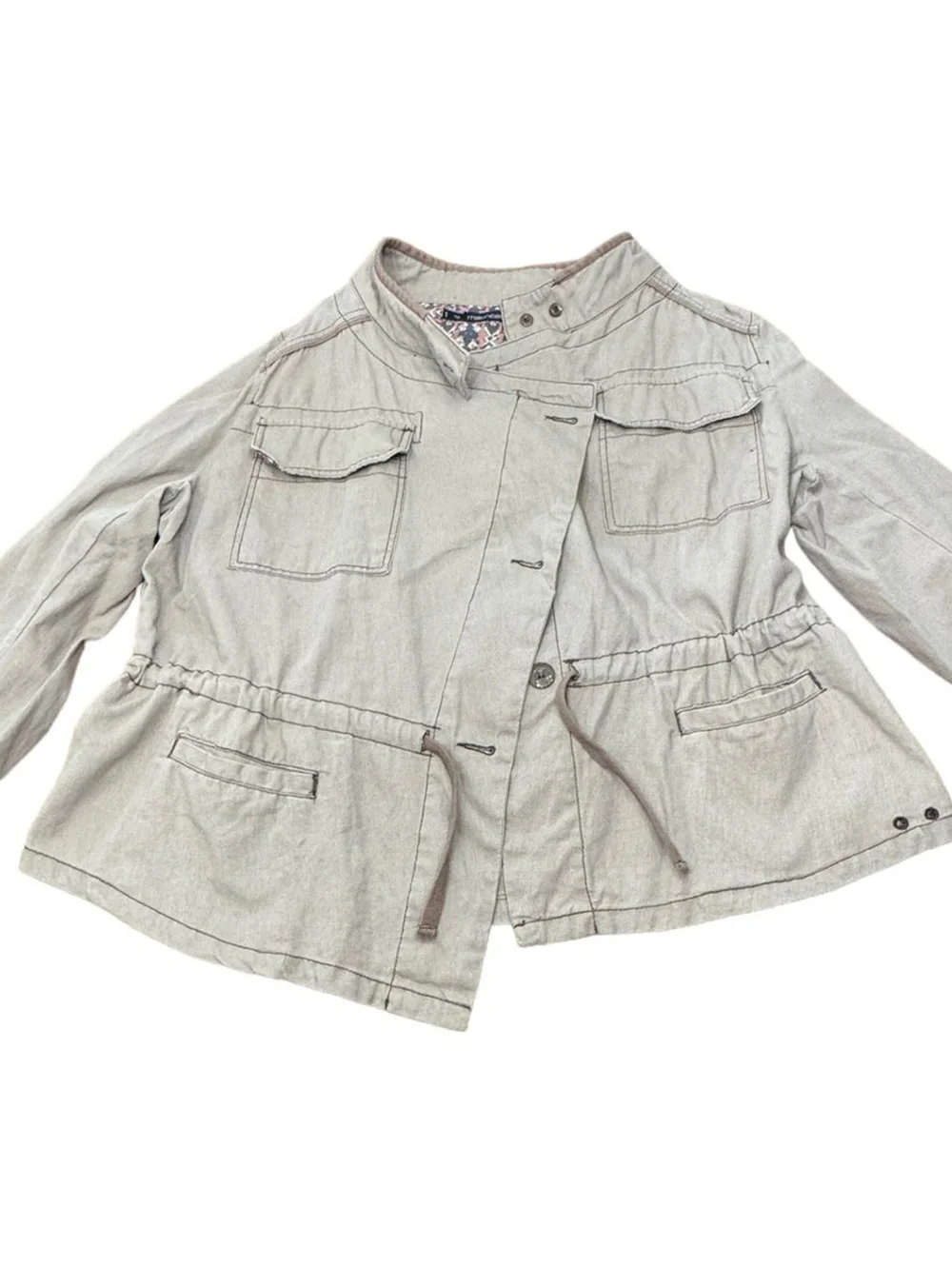 Maurices Khaki Button Linen Blend Jacket Cinch Waist Plus Size Women’s Size 1X